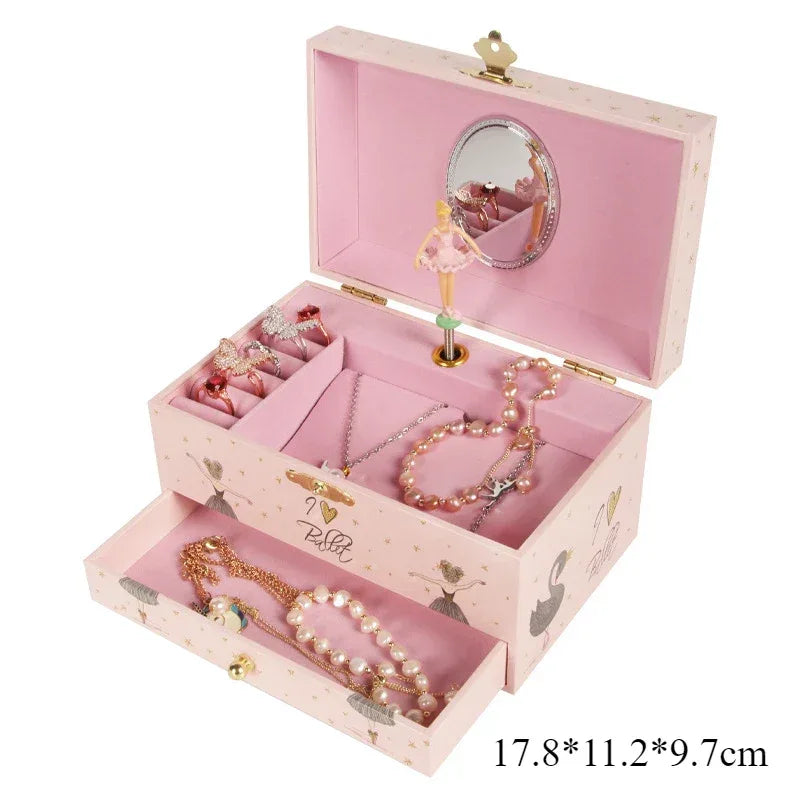 Music Box Christmas Fantasy Rotating Unicorn Ballet Girl Children's Music Box New Year Birthday Gift Multifunctional Jewelry Box - Luvia