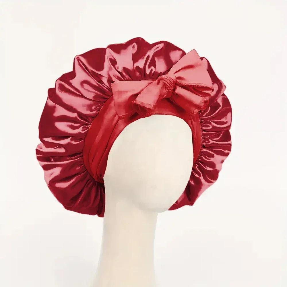 Satin Silk Hair Bonnet | Adjustable Tie Band | Sleep Bonnet for Women Men | Unisex Protective Headwear - Luvia