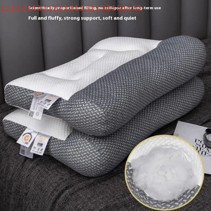 Orthopedic Pillow For Cervical Support & Sleep Aid, Reverse Traction Zoned Design With Soy Fiber Knitted Core Home/Dorm Use - Luvia