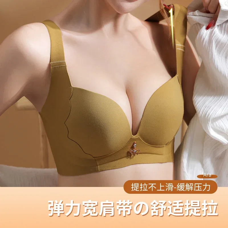 Seamless Bra for Women Plus Size Wireless Brassiere Lightly Lined Full Coverage Bra C D E Cup Sexy Bra Solid Padded Basic Femme - Luvia