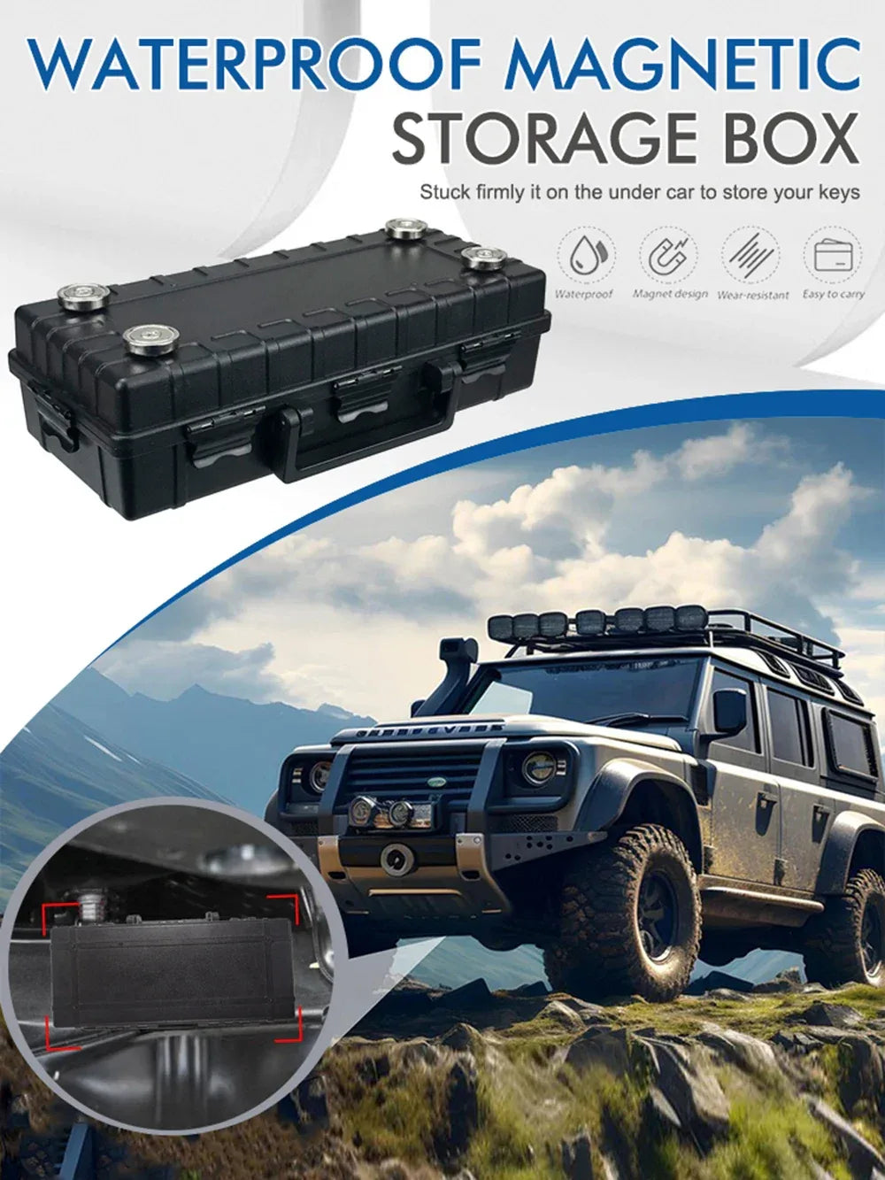 Magnetic Key Holder Under Car Hide Key Box with Strong Magnet Waterproof Magnetic Key Hider Rustproof Magnetic Storage Box - Luvia