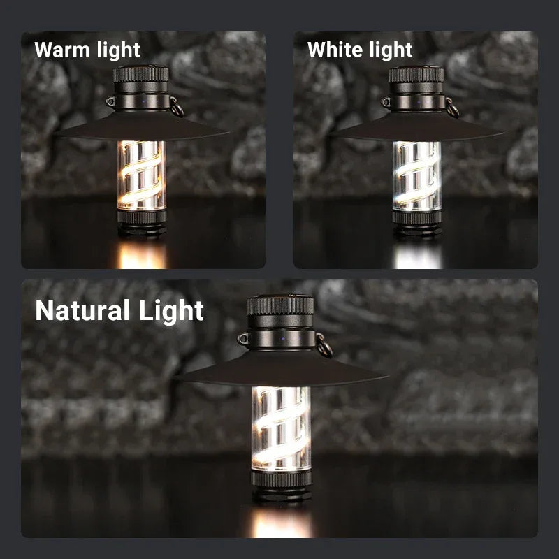 Led Camping Lanterns Rechargeable Portable Outdoor Retro Hanging Lamp Hand Torch Light Camping Lights Emergency Night Desk Lamps - Luvia