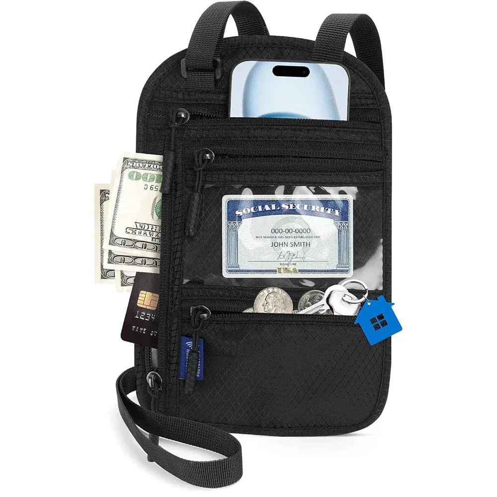 1PCS Passport Holder for Families, RFID Blocking Neck Wallet, Travel Document Organizer,Multi-Passport Pouch,Portable & Stylish - Luvia