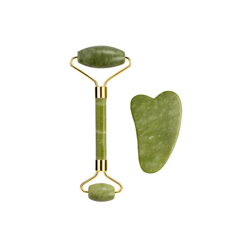 Natural Jade Roller Gua Sha Massage Set Guasha Board Comb Gouache Scraper Body Acupuncture Spa Facial Anti Aging Lifting Tools - Luvia