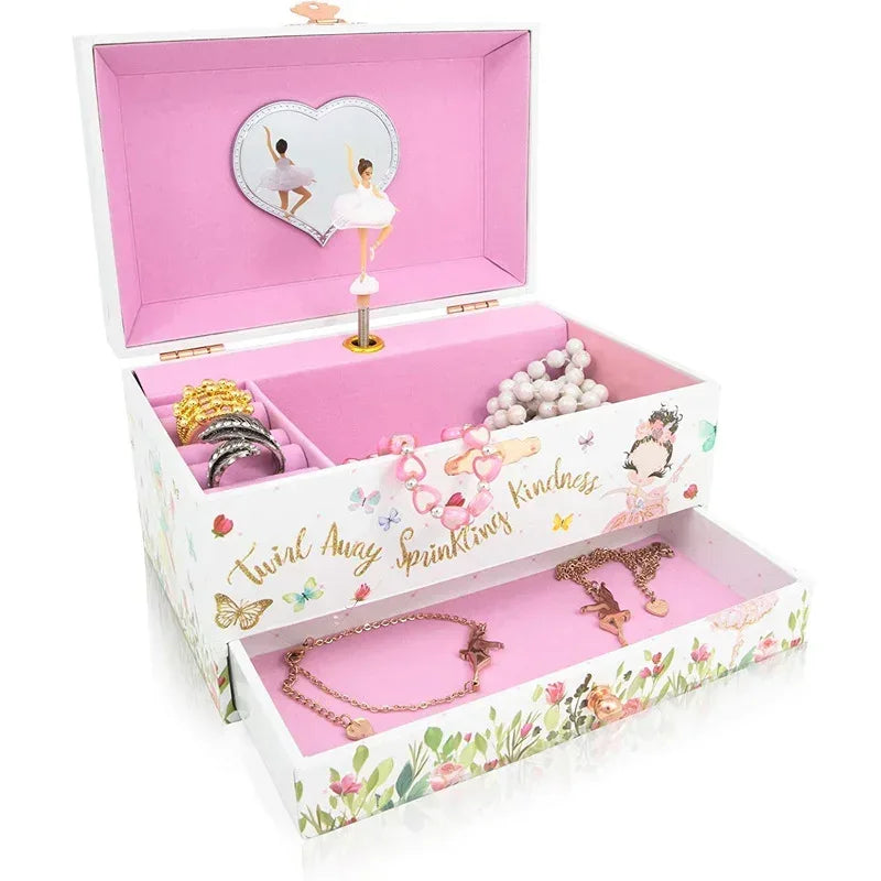 Music Box Christmas Fantasy Rotating Unicorn Ballet Girl Children's Music Box New Year Birthday Gift Multifunctional Jewelry Box - Luvia