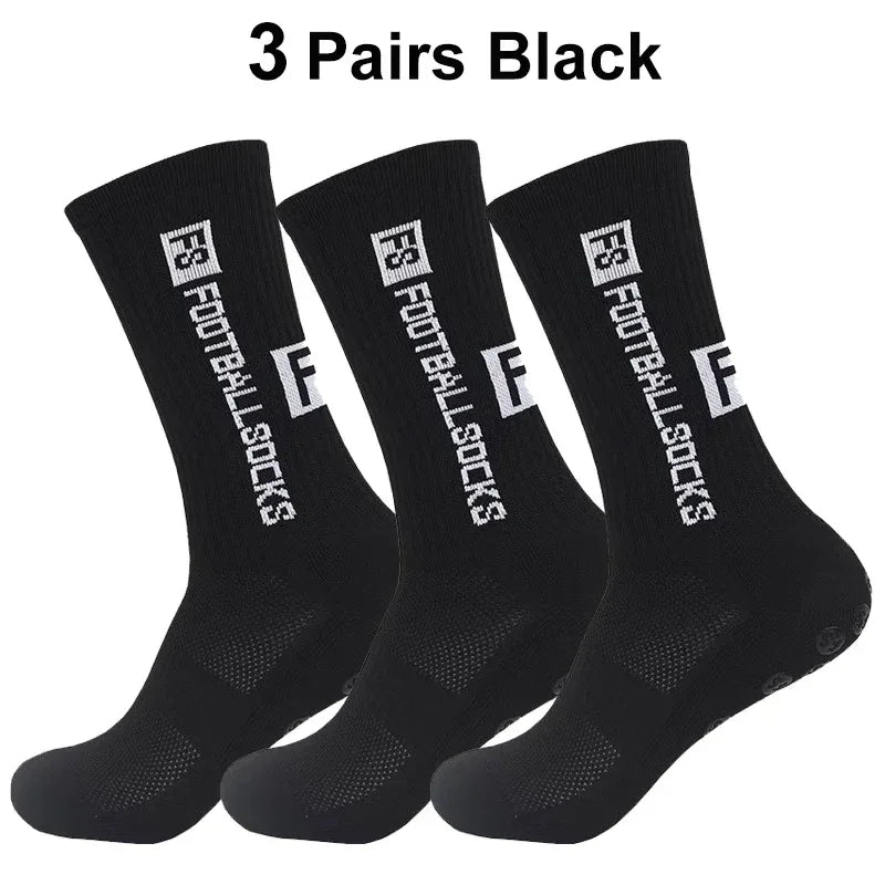 3 Pairs FS Non-slip Football Socks Men Women Sports Anti-Slip Soccer Stockings Silicone Bottom Breathable Outdoor Soccer Socks - Luvia
