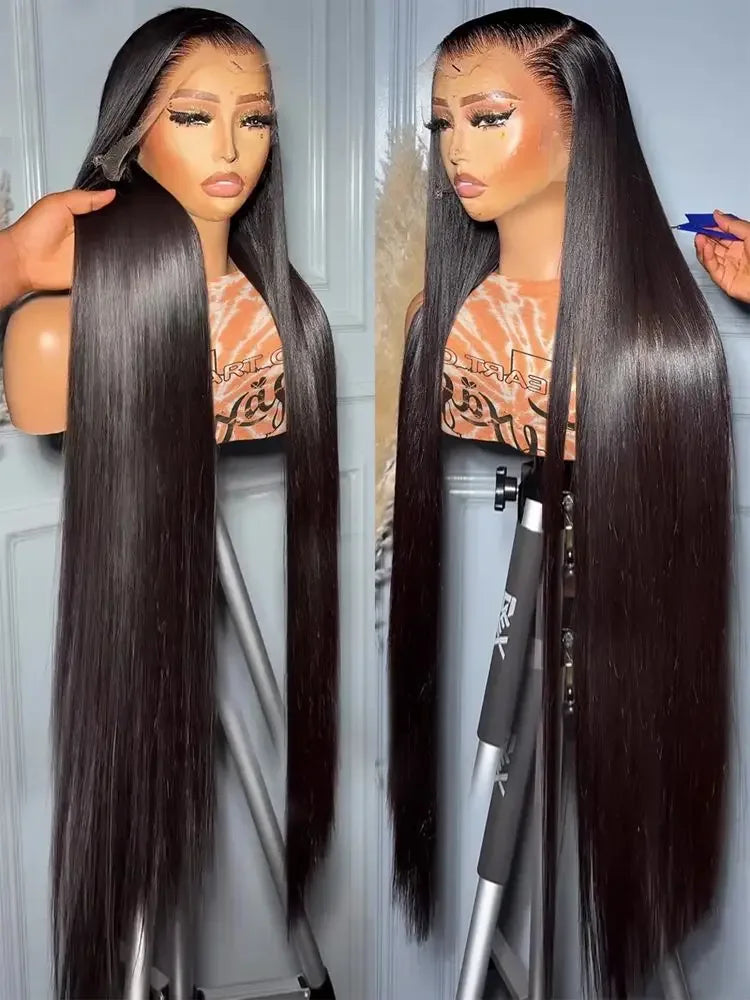 220% High Density 40 Inch 13x4 Bone Straight 13x6 HD Lace Front Human Hair Wigs Brazilian 360 Full Lace Frontal Wig Pre Plucked - Luvia