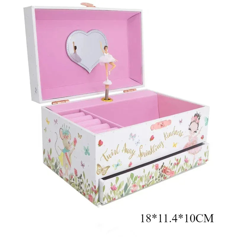 Music Box Christmas Fantasy Rotating Unicorn Ballet Girl Children's Music Box New Year Birthday Gift Multifunctional Jewelry Box - Luvia