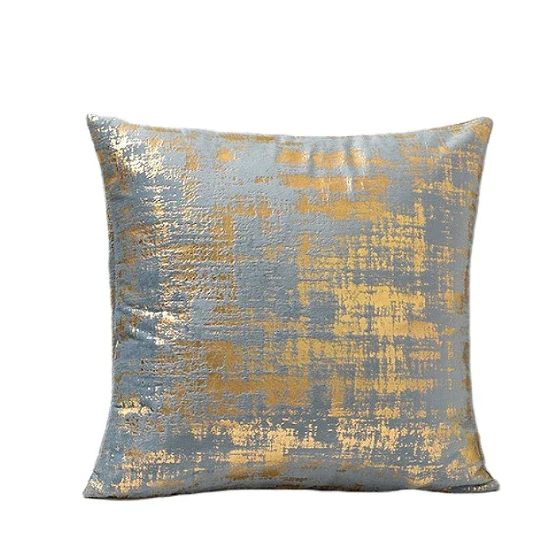 1pc Velvet Gold Printing Cushion Cover 45x45cm Decorative Throw Pillow Cover for Sofa Livingroom Decor Pillowcase - Luvia