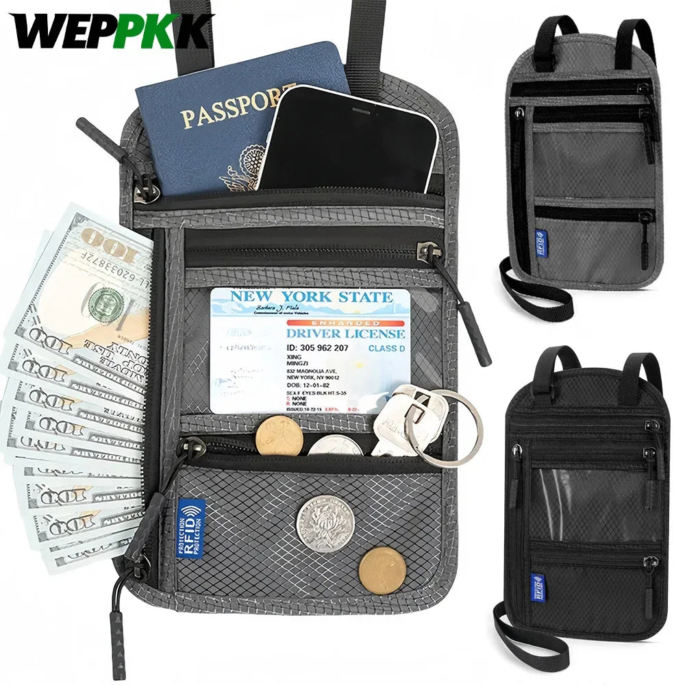 1PCS Passport Holder for Families, RFID Blocking Neck Wallet, Travel Document Organizer,Multi-Passport Pouch,Portable & Stylish - Luvia