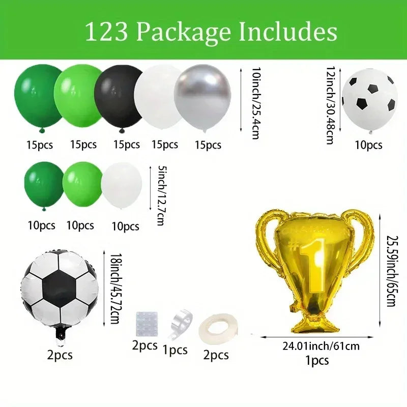 123pcs Football-themed Balloon Arch Kit Indoor Outdoor Decoration Birthday Parties Football Events Decoration Festive Supplies - Luvia