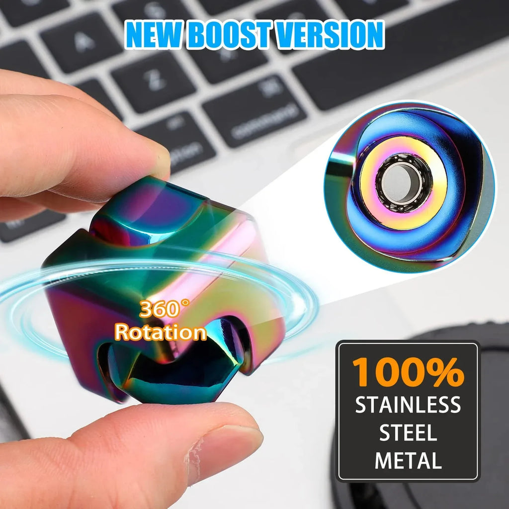 Fidget Spinner Toys Cube Metal Cool Stuff Desk Gadgets Office Toys Small Anxiety Figette Sensory Toy ADHD Tool for Teens Adults - Luvia