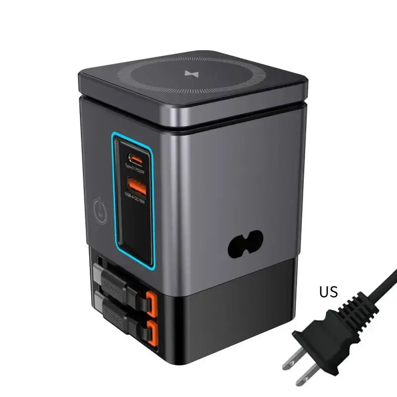 6-in-1 Charging Station with Retractable USB-C Cable Power Combo Tower 105W for Multiple Devices Fast Charger for iPhone Airpod - Luvia