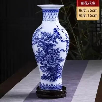 37CM Jingdezhen Ceramic Vases Pottery Decoration living room Flower arrangement Modern Home Simple TV Cabinet Christmas Gift - Luvia