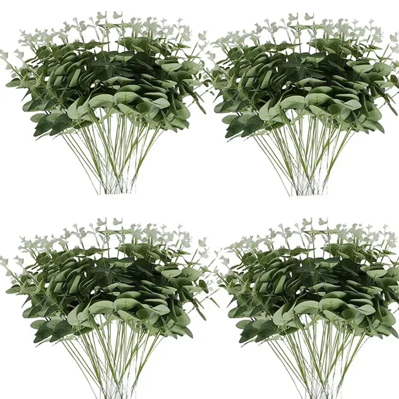 100 Pcs Artificial Eucalyptus Stems Fake Greenery Leaves Stems Faux Eucalyptus Plant for Floral Arrangement Green Leaves Decor - Luvia