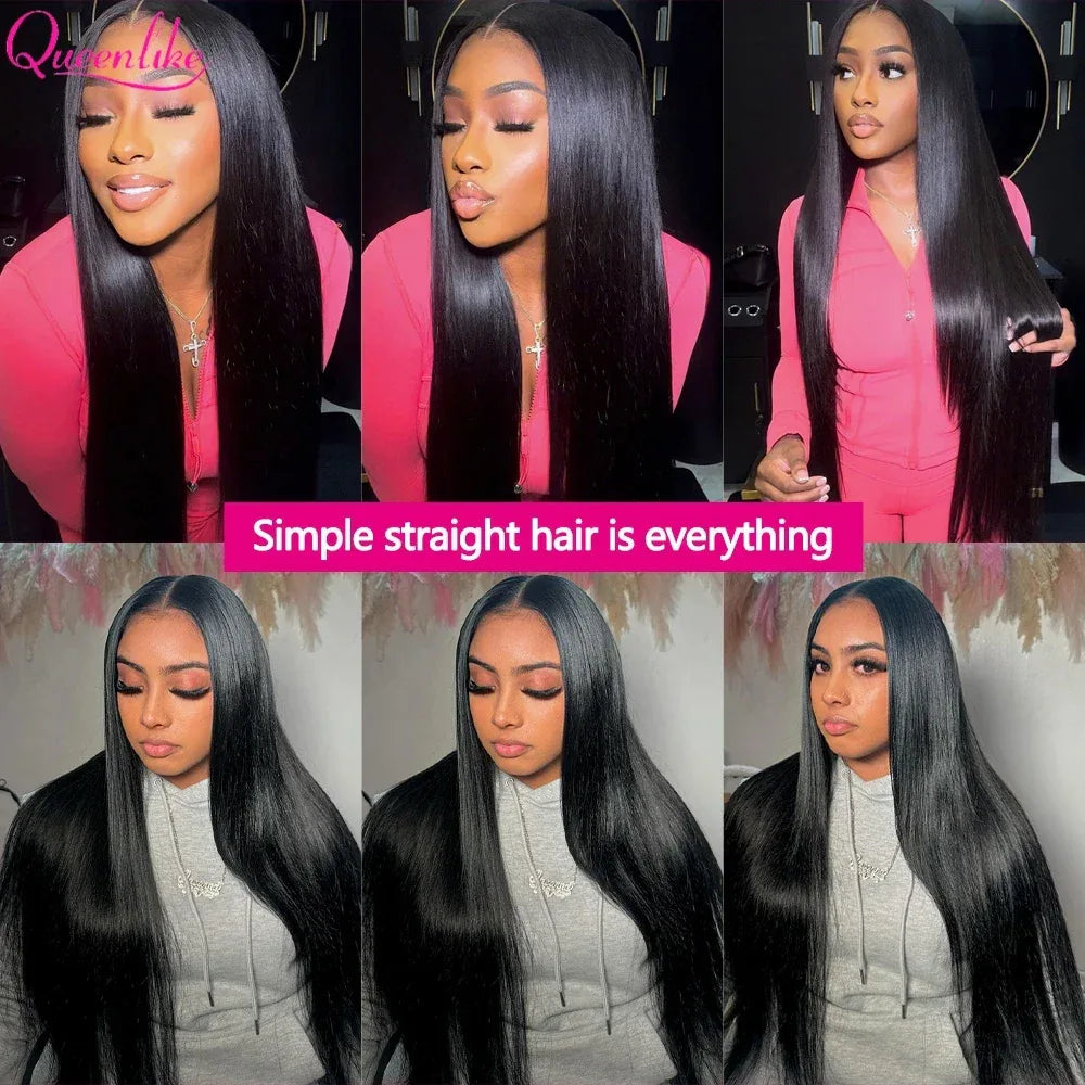 20 20 20 inch Straight Human Hair Bundles And Closure 100% Raw Hair Bundles With 2x6 HD Lace Closure 30inch Bundles Human Hair - Luvia