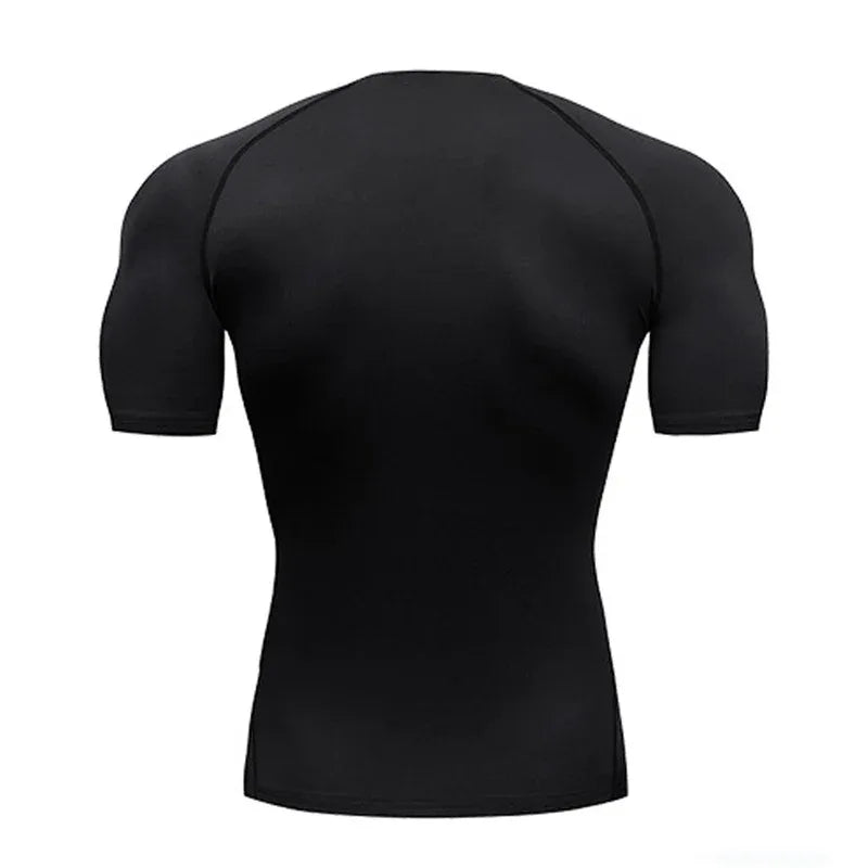 Men's Compression Top, Active Mid Stretch Breathable Moisture Wicking Workout T-shirt For Outdoor Sports - Luvia