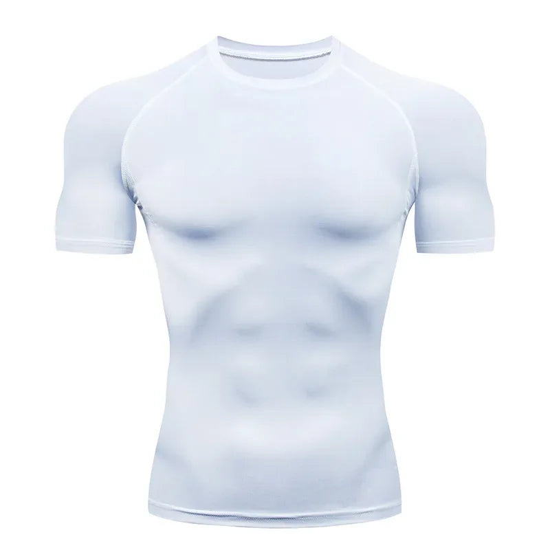 Men's Compression Top, Active Mid Stretch Breathable Moisture Wicking Workout T-shirt For Outdoor Sports - Luvia