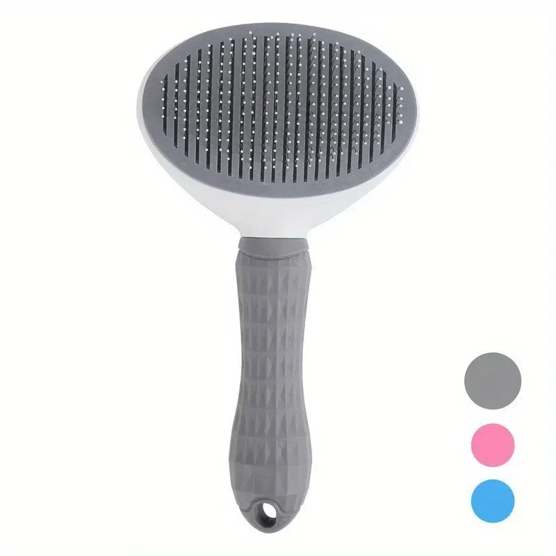 One-Click Pet Hair Removal Comb for Effortless Grooming of Dogs and Cats - Float Hair Removal Slicker Brush with Automatic Funct - Luvia