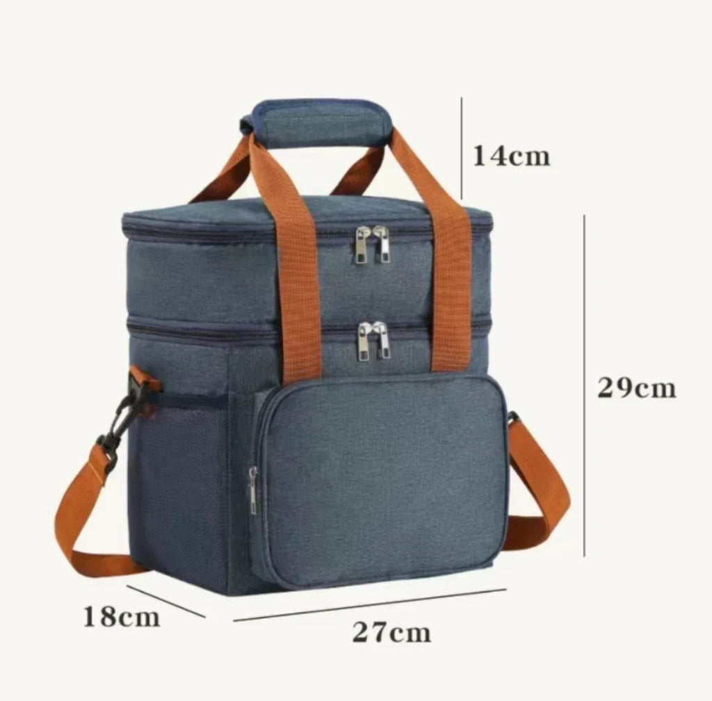 Insulated Lunch Bag|Leak-proof polyester cooler tote with PVC lining|Adjustable shoulder strap and side mesh pockets. - Luvia