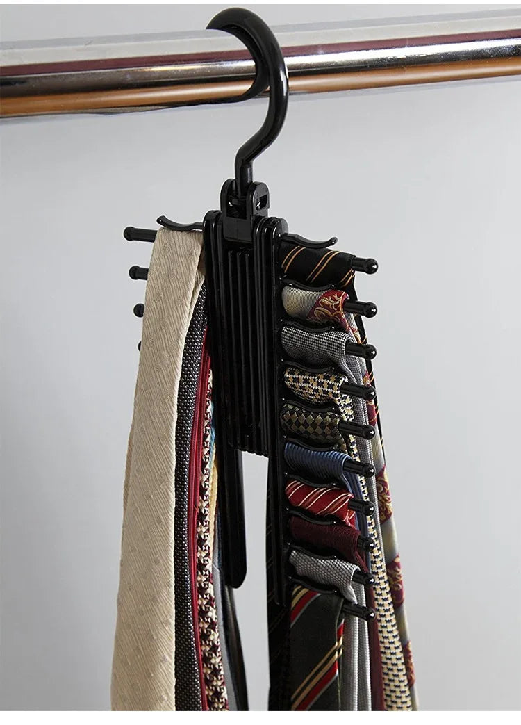 New 20row Tie Hanger Belt Storage Rack Men's Tie Adjustable Rack Closet Holder Household Organizer Racks - Luvia
