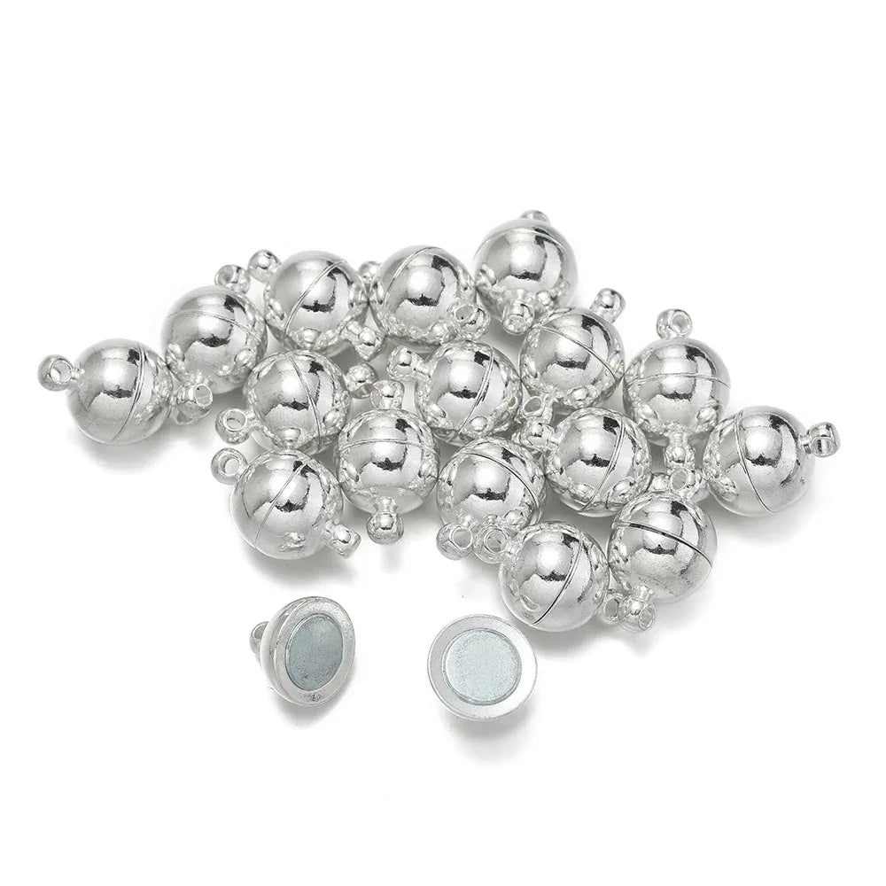 10pair/Lot 6/8/10mm Round Magnetic Connectors Clasps Magnet Charms End Cap for DIY Jewelry Making Couple Bracelet Necklace - Luvia
