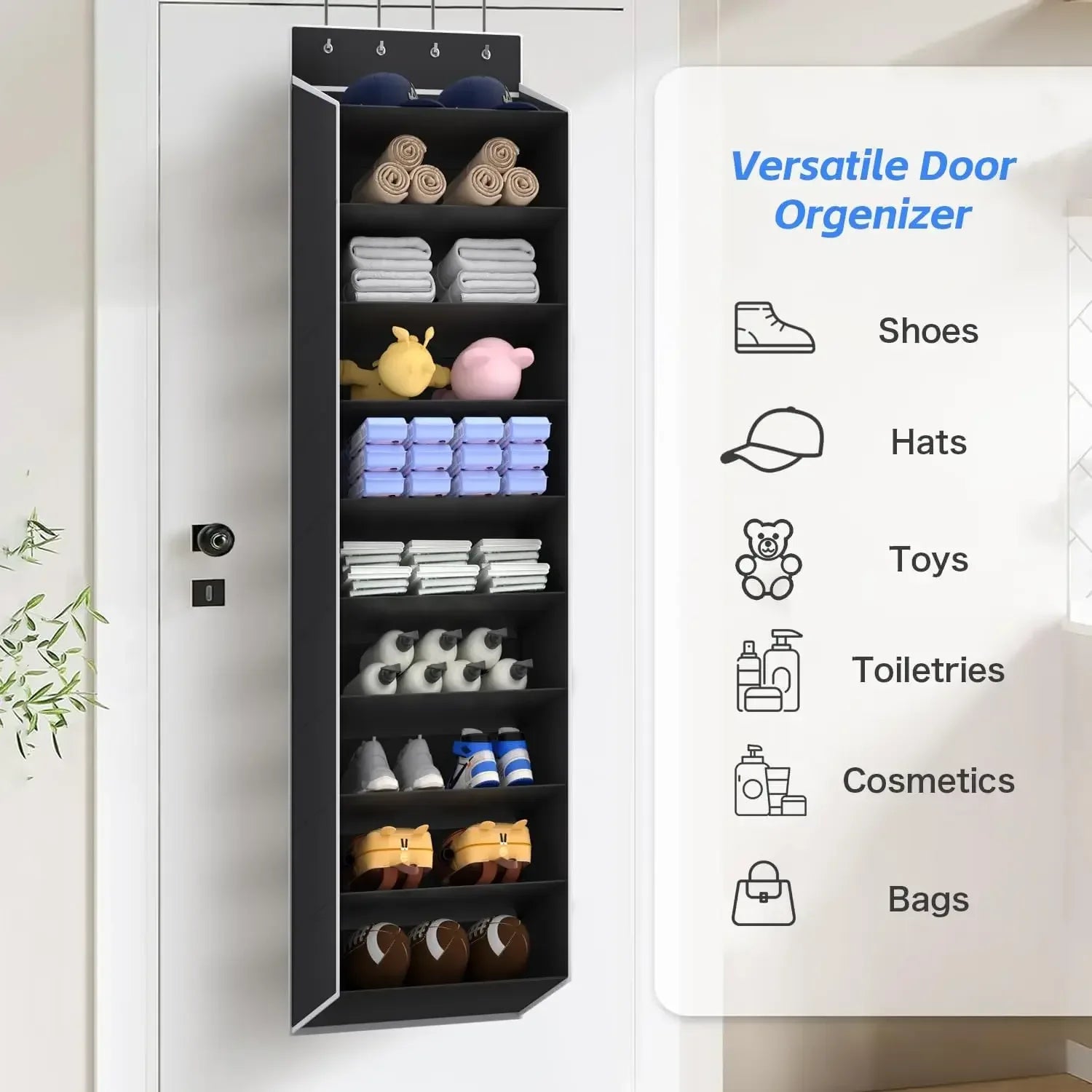 10 Tiers Large Over the Door Shoe Organizer Hanging Shoe Rack with Deep Pockets for Storage Door Storage Solution - Luvia