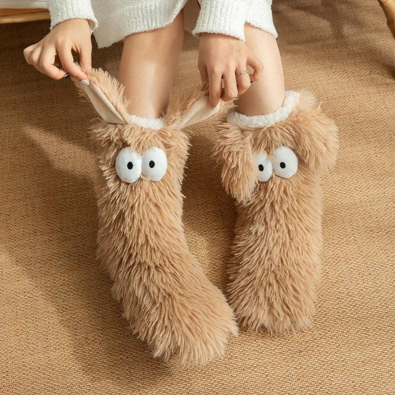 Fuzzy Socks for Women Slipper Socks Cute Animal Indoor Non-slip Floor Socks Trendy NEW Winter Warm Thickened Stockings - Luvia