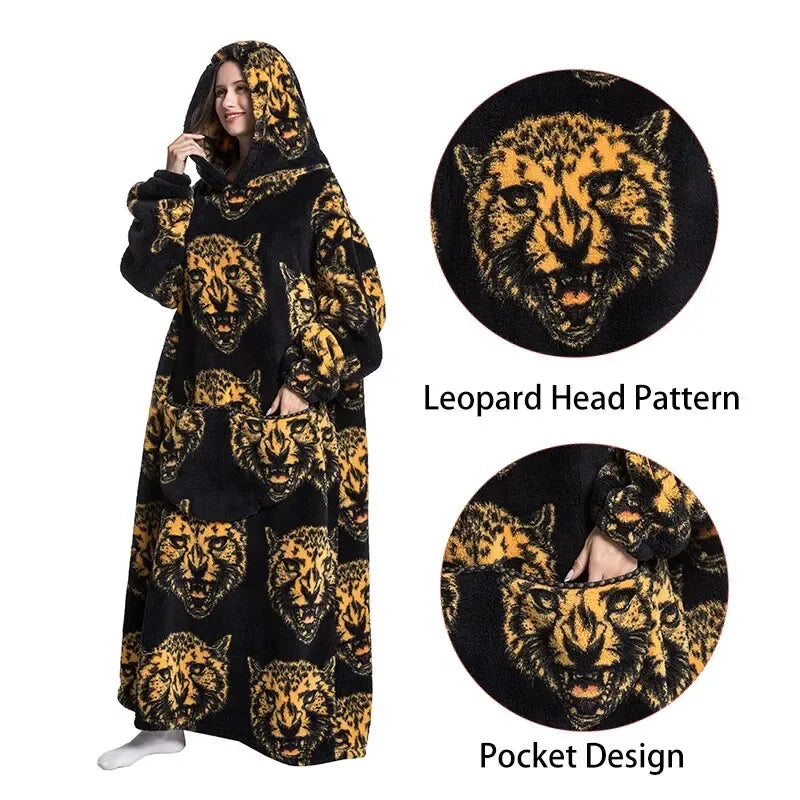 Super Long Oversized Homewear Blanket Hoodie For Adults Wearable Blankets Winter Clothes Fleece Avocado Women Sweatshirt - Luvia