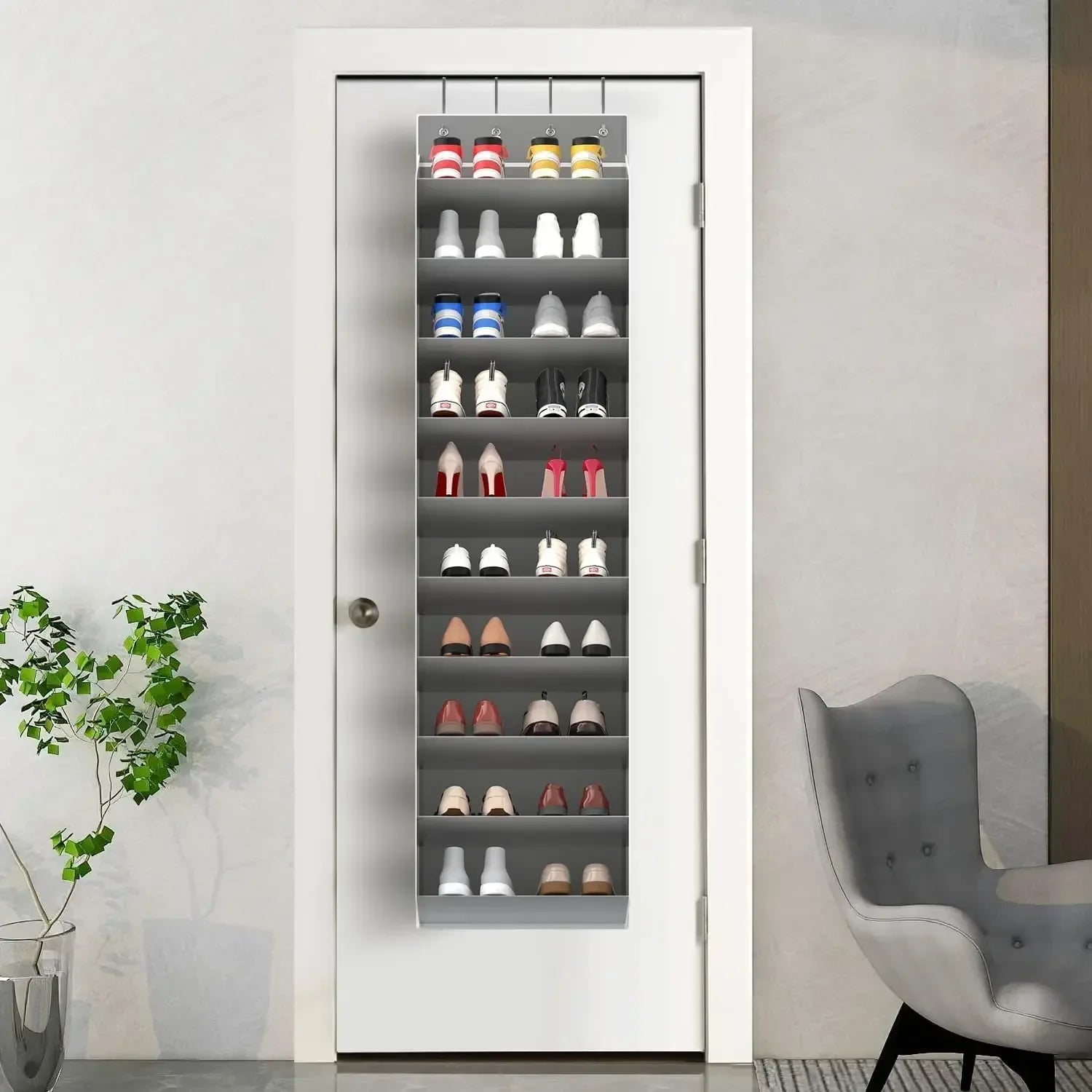 10 Tiers Large Over the Door Shoe Organizer Hanging Shoe Rack with Deep Pockets for Storage Door Storage Solution - Luvia