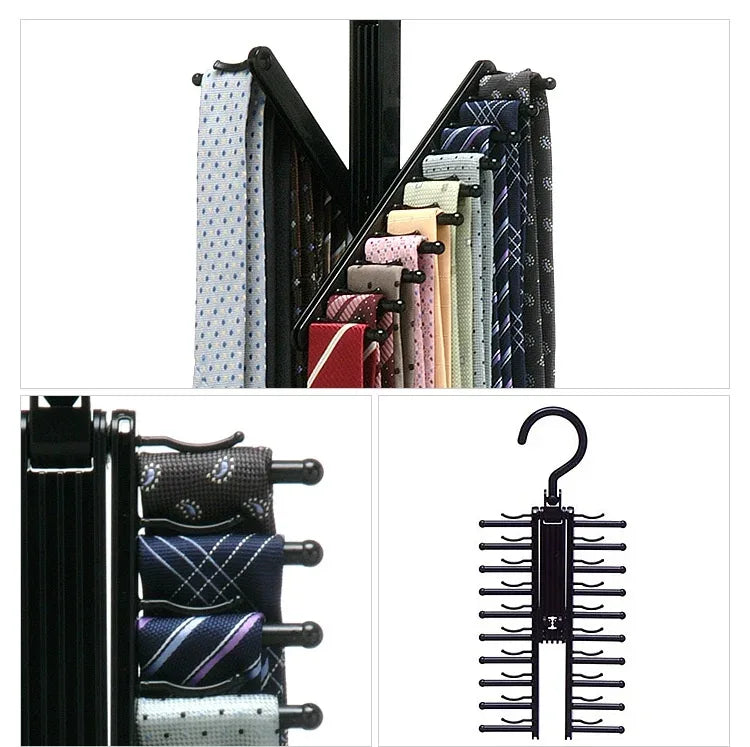 New 20row Tie Hanger Belt Storage Rack Men's Tie Adjustable Rack Closet Holder Household Organizer Racks - Luvia