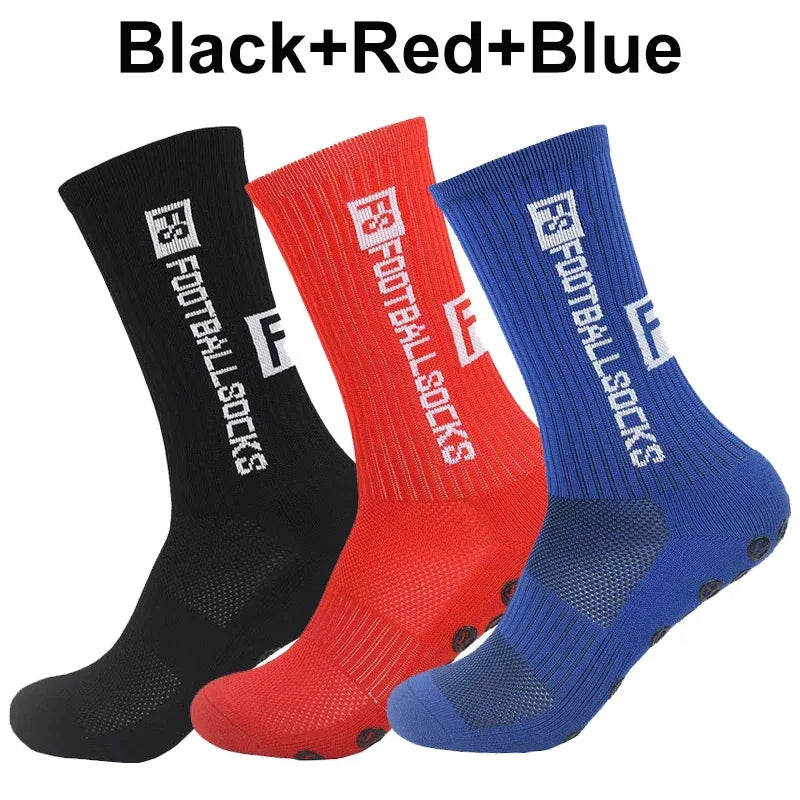 3 Pairs FS Non-slip Football Socks Men Women Sports Anti-Slip Soccer Stockings Silicone Bottom Breathable Outdoor Soccer Socks - Luvia