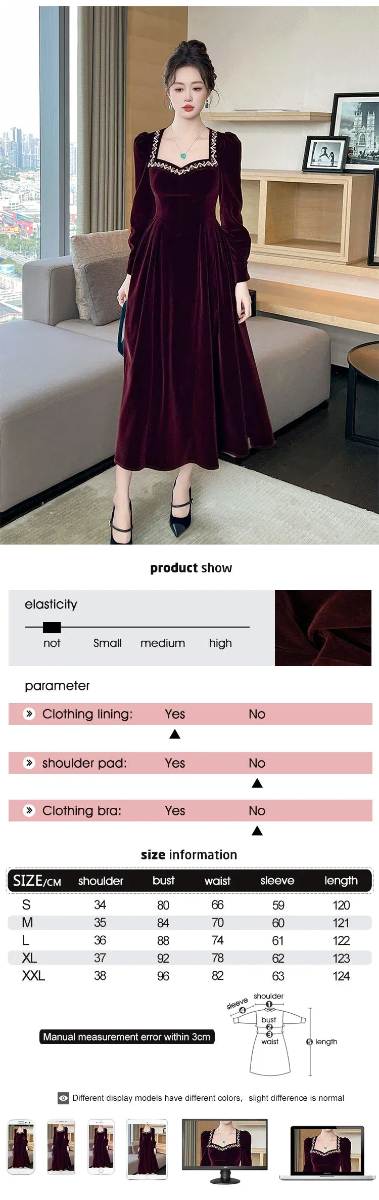 French Style Elegant Lady Dresses for Women Clothing Retro Velvet Diamonds Swing Long Robe Femme Party Prom Vestidos Spring New - Luvia