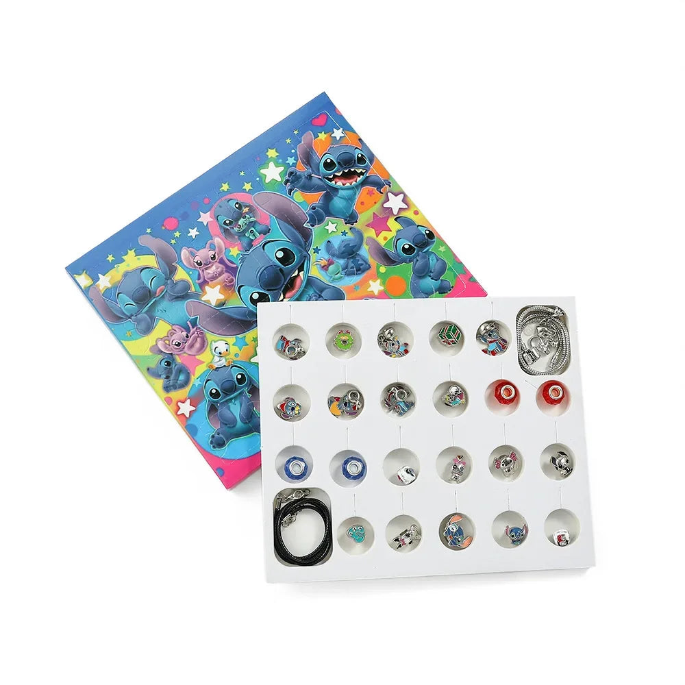 Disney Stitch Mickey Mouse Christmas Advent Calendar Bracelets 24 Days Countdown Calendar Diy Jewelry Making Cute Christmas Gift - Luvia