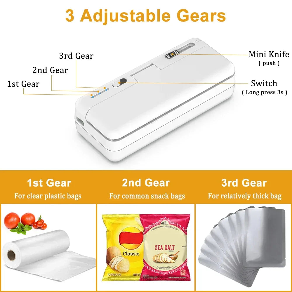 Mini Sealer 2in1 Plastic Bag Sealing Machine Portable Food Package Bags Sealer USB Rechargeable Handheld Plastic Bag Heat Sealer - Luvia