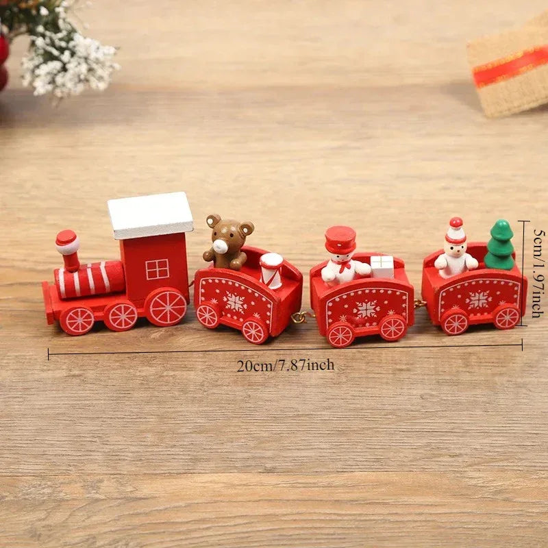 Christmas Wooden Train Set New Year Decoration Gift Mini Train Desktop Decoration Cute Holiday Desktop Train Toy Ornament - Luvia