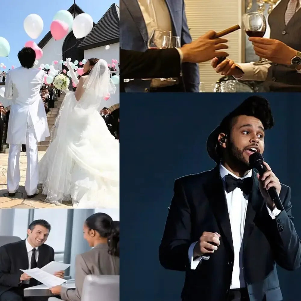 Formal 3 Piece Men's Suits Elegant Full Set Single Breasted Shawl Lapel Blazer Party Outwear Homme Costume（Jacket+Pants+Vest) - Luvia