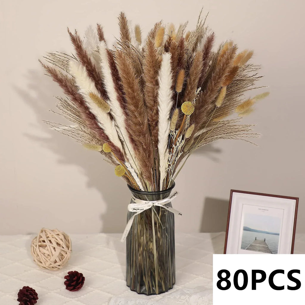 Natural Pampas Grass Bouquet Dried Flowers Autumn Home Room Decoration DIY Christmas Gift Artificial Flowers Wedding Arrangement - Luvia