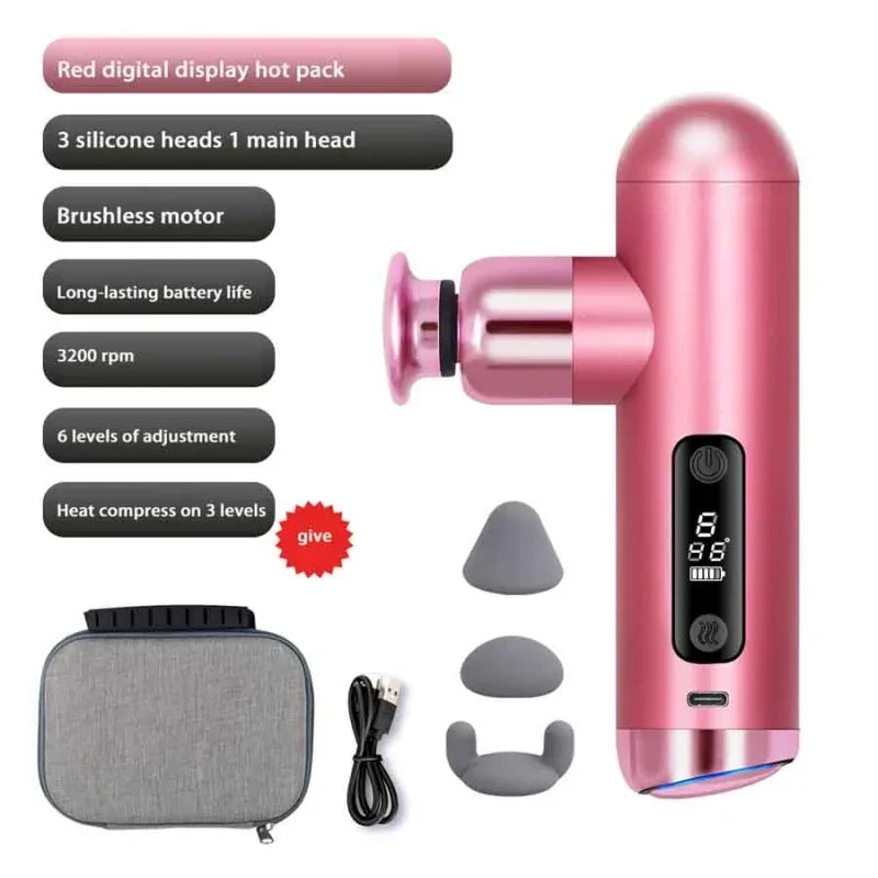 New Massage Gun Brushless Motor Percussion Deep Tissues Electric Handheld Portable Massager Relaxation Relief Body Muscle - Luvia