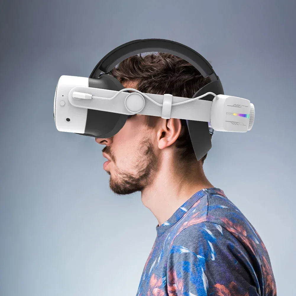 Adjustable RGB Head Strap with 12000mAh Battery Extend VR Playtime Comfort Replacement Head Strap for Meta Quest 3S - Luvia