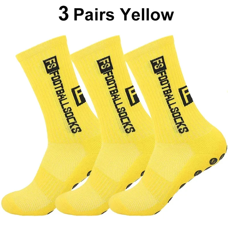 3 Pairs FS Non-slip Football Socks Men Women Sports Anti-Slip Soccer Stockings Silicone Bottom Breathable Outdoor Soccer Socks - Luvia