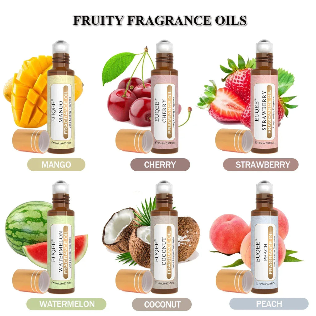 EUQEE 6pcs Fragrance Oils Set For Men & Women 10ml Roller Aroma Oil Good Girl Bright Crystal Coconut Vanilla Angel Strawberry - Luvia