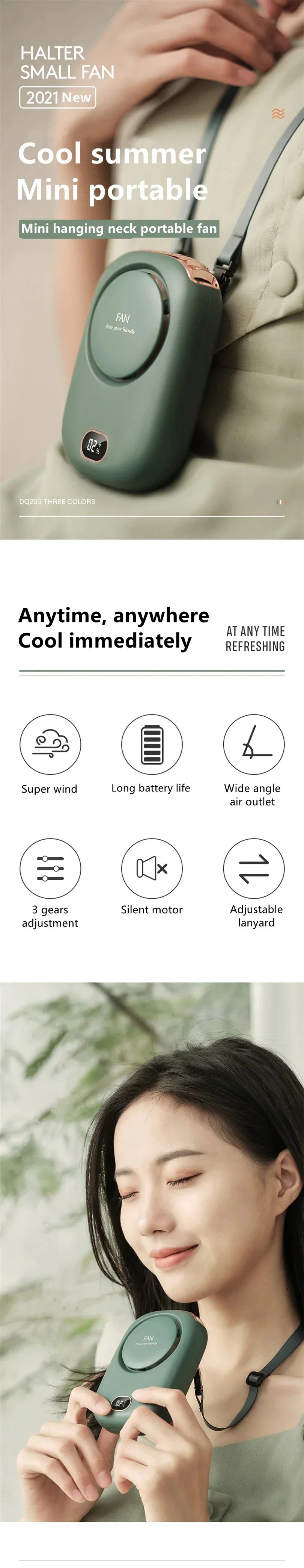 New Mini Portable Fan Portable Rechargeable Bladeless Turbo Ultra Quiet Student Hand Held Fan Outdoor Sports Travel - Luvia