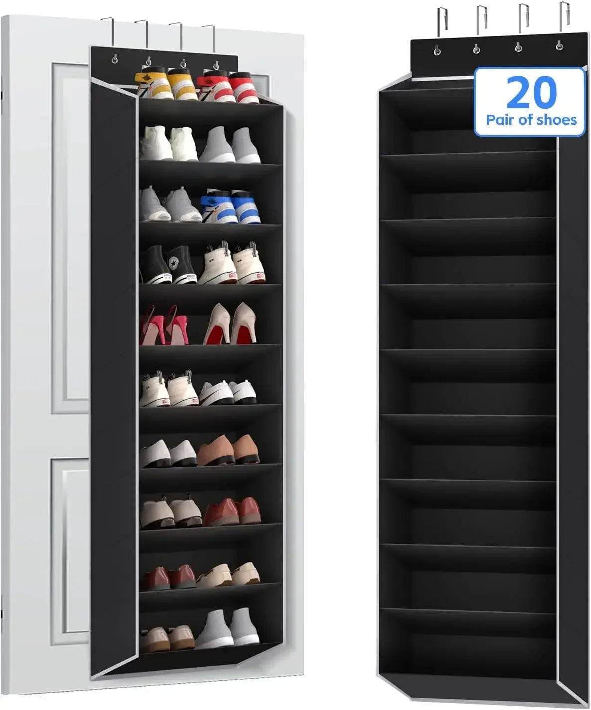 10 Tiers Large Over the Door Shoe Organizer Hanging Shoe Rack with Deep Pockets for Storage Door Storage Solution - Luvia