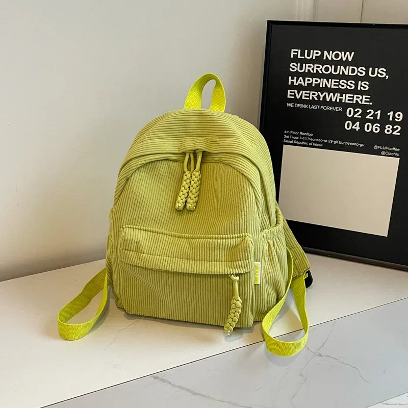 Shoulder Bag for Women Backpack Fashion Corduroy Student Backpack Travel Backpack Cute Backpacks Back To School Bags Mochila Sac - Luvia