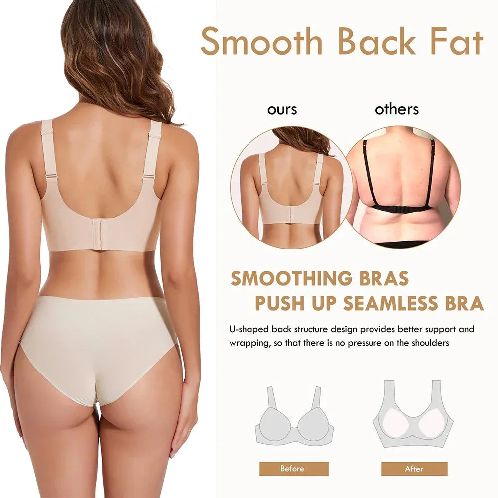 Womens Seam-free Wireless Wave Bras Full Coverage Push Up No Underwire Bra Supportive Bralettes for Everyday - Luvia