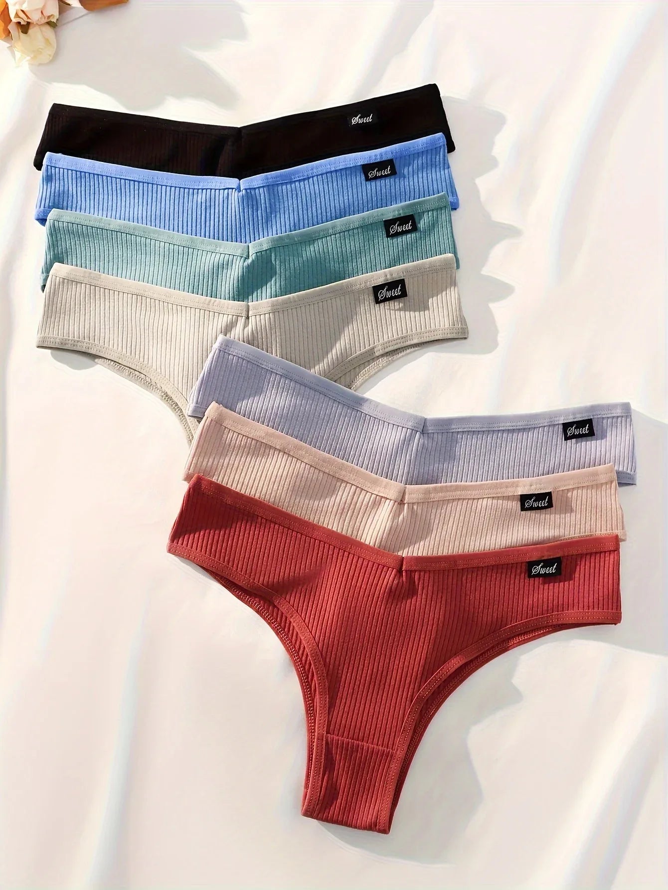 7-Pack Women's Triangle Threaded High Elasticity Sexy Minimalist Pure Panties - Luvia