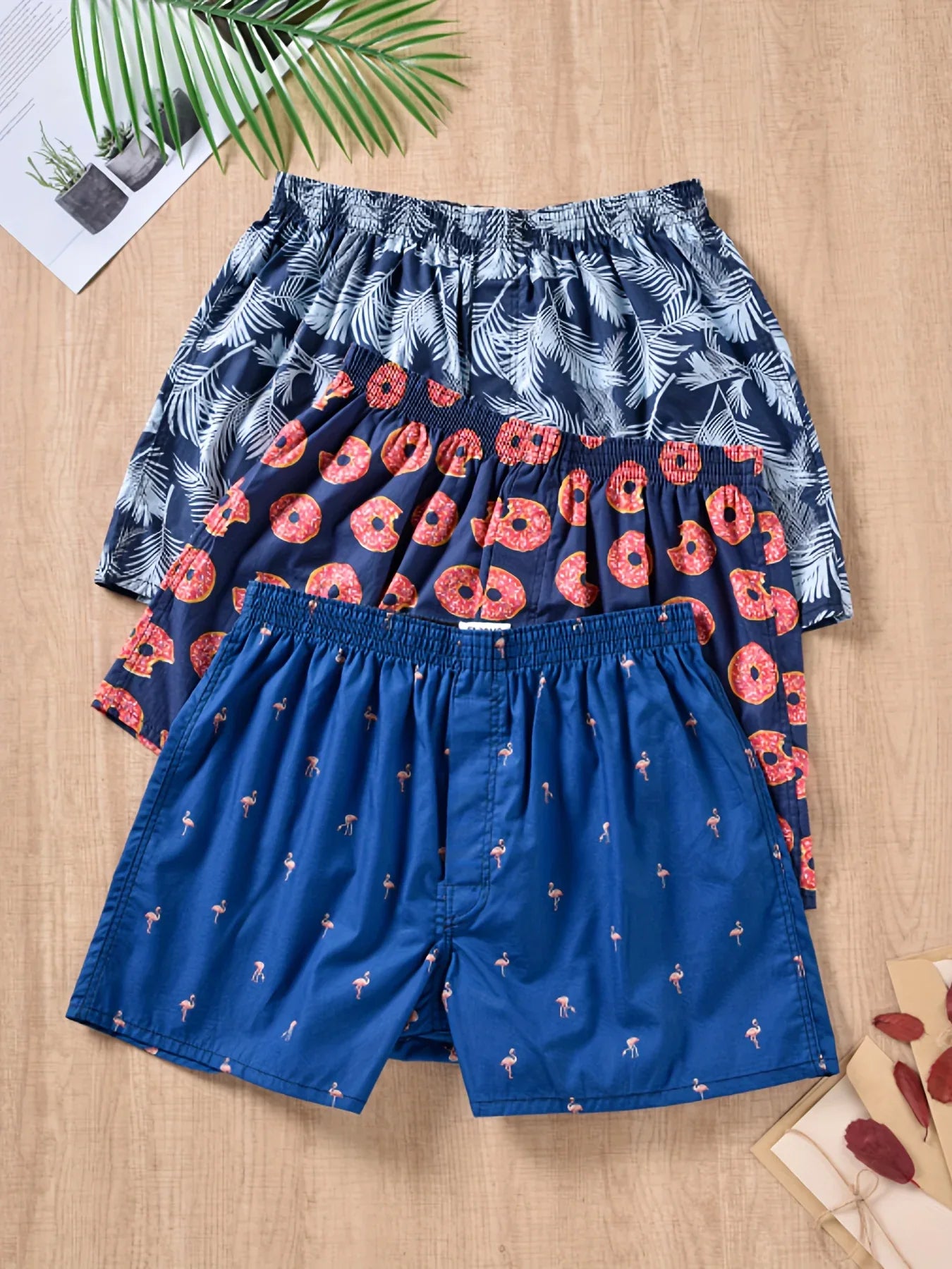 3pcs Vibrant Multicolor Arrow Print Loose Fit Cotton Boxer Shorts for Men - Soft, Breathable, Comfortable Underwear Briefs with Relaxed Fit - Perfect for Casual Wear - Luvia