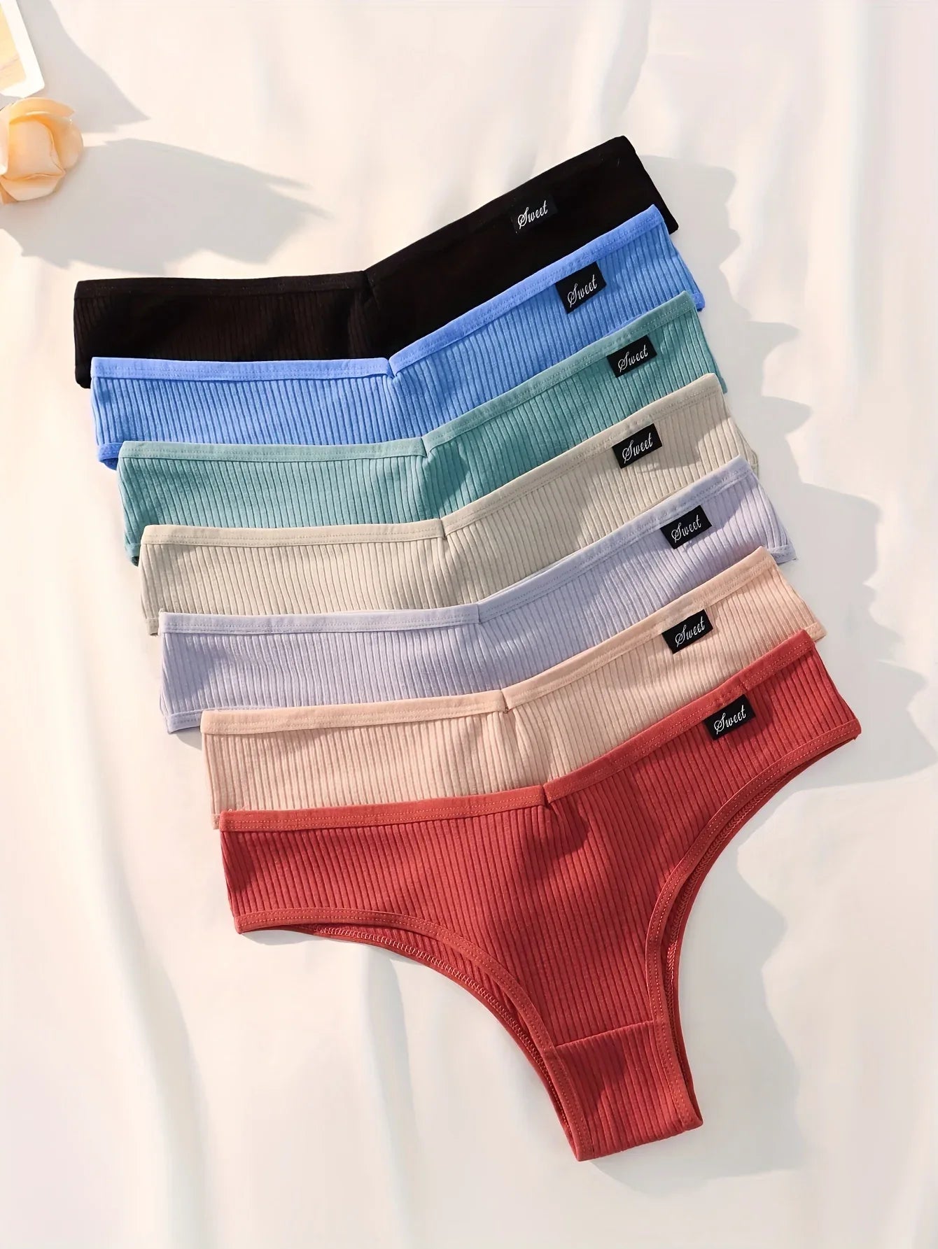 7-Pack Women's Triangle Threaded High Elasticity Sexy Minimalist Pure Panties - Luvia