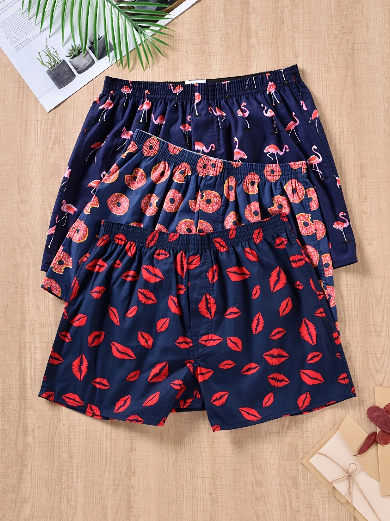 3pcs Vibrant Multicolor Arrow Print Loose Fit Cotton Boxer Shorts for Men - Soft, Breathable, Comfortable Underwear Briefs with Relaxed Fit - Perfect for Casual Wear - Luvia